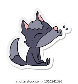 sticker of a howling wolf cartoon