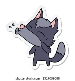 sticker of a howling wolf cartoon
