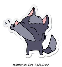 pegatina de una caricatura de lobo aullante
