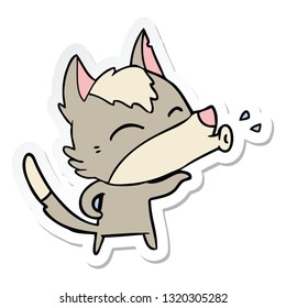 sticker of a howling wolf cartoon