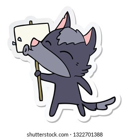 sticker of a howling wolf cartoon