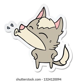 pegatina de una caricatura de lobo aullante