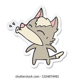 pegatina de una caricatura de lobo aullante