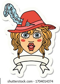 sticker of a human bard character with banner