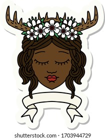 sticker of a human druid character with banner