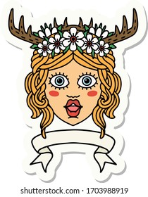sticker of a human druid character with banner