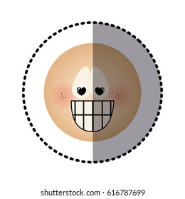 sticker human face emoticon crazy in love expression vector illustration