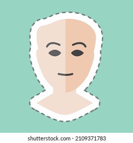 Sticker Human Face, Line Cut - Simple illustration, Good for Prints , Announcements, Etc