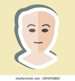 Sticker Human Face - Simple illustration, Good for Prints , Announcements, Etc