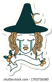 sticker of a human witch character face