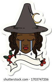 sticker of a human witch character face