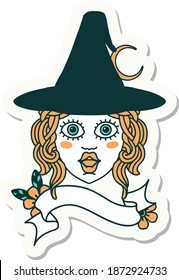 sticker of a human witch character face