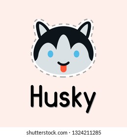 Sticker of husky dog on a smooth background