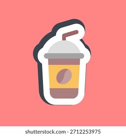 Aufkleber Eiskaffee. Elemente der Kaffeestube.