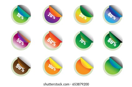Sticker icon 10% to 100%