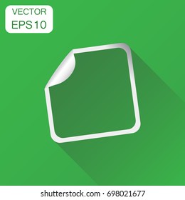 Sticker icon. Business concept empty promotional labels pictogram. Vector illustration on green background with long shadow.