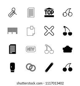 Sticker icon. collection of 16 sticker filled and outline icons such as cherry, bandage, camera lense, cargo tag, cross, paper. editable sticker icons for web and mobile.