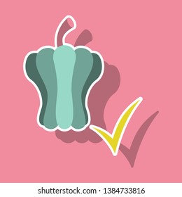 Sticker icon of Colored and Sweet Bulgarian Bell Pepper, Paprika Isolated.