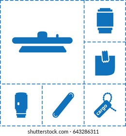 Sticker icon. set of 6 sticker filled icons such as cargo tag, bandage, glued note
