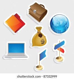 Sticker icon set for business.  Vector illustration.