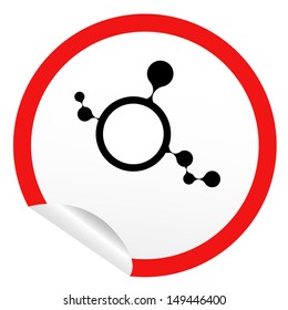 sticker icon web button with DNA molecule structure draw. EPS10 illustration 