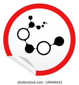 sticker icon web button with DNA molecule structure draw. EPS10 illustration 