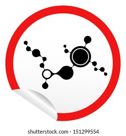 sticker icon web button with DNA molecule structure draw. EPS10 illustration 