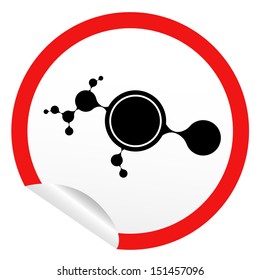 sticker icon web button with DNA molecule structure draw. EPS10 illustration 