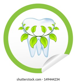 sticker icon web button with tooth. EPS10 illustration 