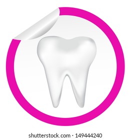 sticker icon web button with tooth. EPS10 illustration 