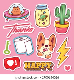 Sticker Icons Hand Drawn Doodle Coloring Vector