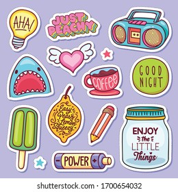 Sticker Icons Hand Drawn Doodle Coloring Stock Vector (Royalty Free ...