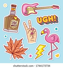 Sticker Icons Hand Drawn Doodle Coloring Vector