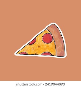 sticker illustration of a delicious slice of pizza