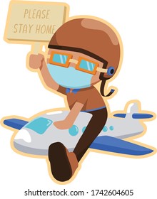 Sticker illustration for flight travel ban during pandemic
