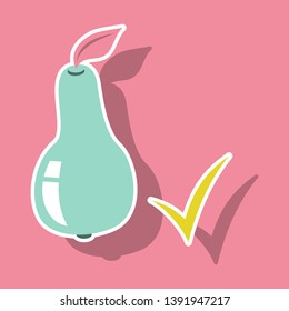 Sticker illustration logo for whole ripe juicy fruit pear, natural product .