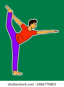 Sticker Illustration of a Man Doing Yoga