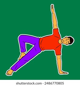 Sticker Illustration of a Man Doing Yoga