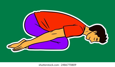 Sticker Illustration of a Man Doing Yoga