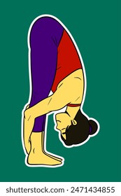 Sticker Illustration of a Woman Doing Yoga