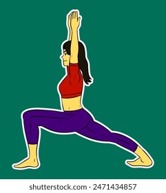Sticker Illustration of a Woman Doing Yoga