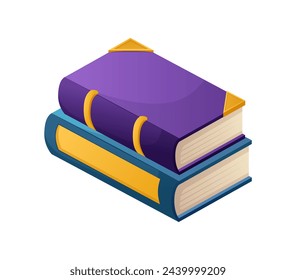 Sticker image of books. Using a colorful cartoon design, this illustration showcases great books that combine playful elements. Vector illustration.