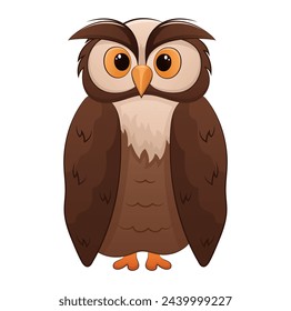 Sticker image of a colorful owl. With a colorful style and attractive cartoon design, this illustration shows the wisdom and charm of an owl on a white background. Vector illustration.