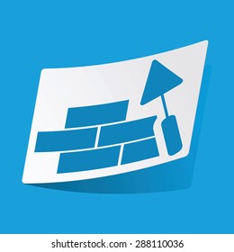 Sticker with image of wall under construction, isolated on blue