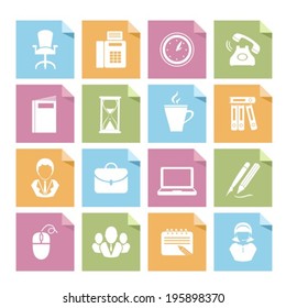  Sticker with images office. Vector. EPS-10 (non transparent elements,non gradient).