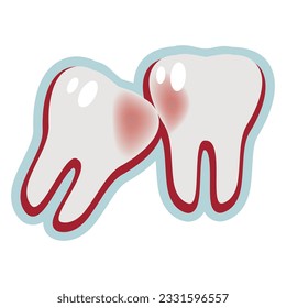 A sticker with an incorrectly growing wisdom tooth. Vector illustration