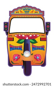 sticker of Indian auto-rickshaw. tuk-tuk in Thailand, truck art on it