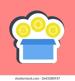 Sticker initial coin offering. Crypto currency elements.