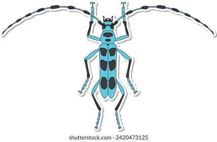 Sticker insect single item icon Blue-winged longhorn beetle