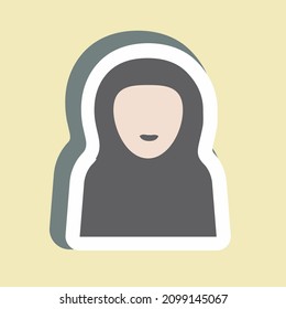 Sticker Islamic Woman - Simple illustration,Design Icon vector, Good for prints, posters, advertisements, announcements, info graphics, etc.